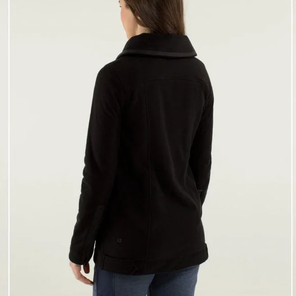 Lululemon Moto Jacket Fleece Black with Asymmetrical Zipper - Picture 2 of 12
